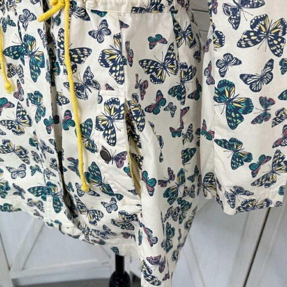 ModCloth In With Whimsical Butterfly Print Anorak Utility Jacket Cream Small - Picture 7 of 13